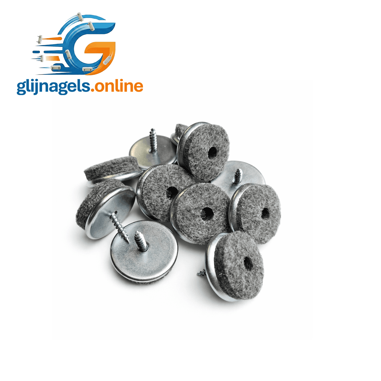 Glijnagel Ø28mm - Wolvilt - Vernikkeld - Schroef